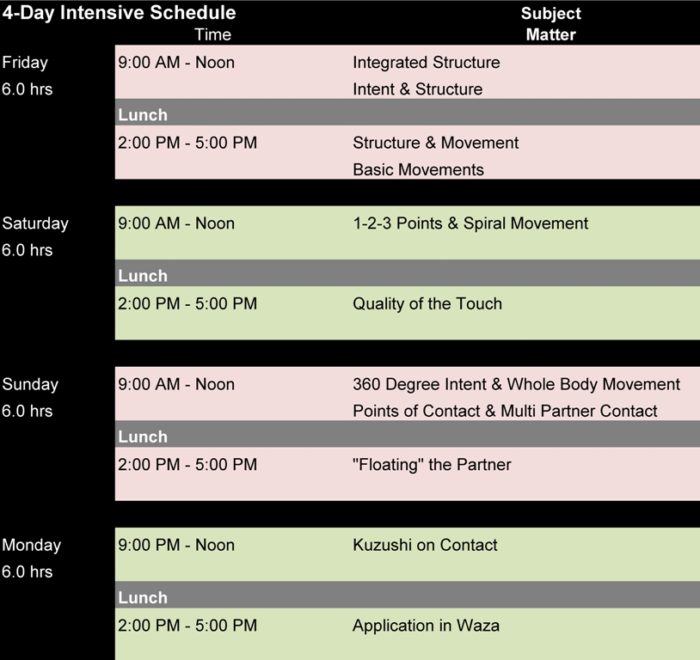 Aikido Intensive - Aikido Seminar Schedule